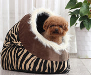 Leopard themed cozy pet bed