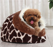 Leopard themed cozy pet bed