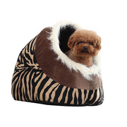 Leopard themed cozy pet bed